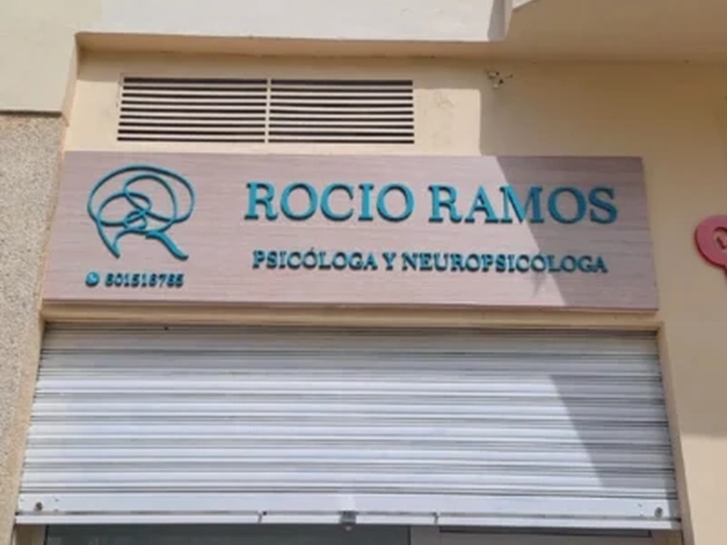 Letras corpóreas sobre rótulo de madera para Gabinete de psicólogia